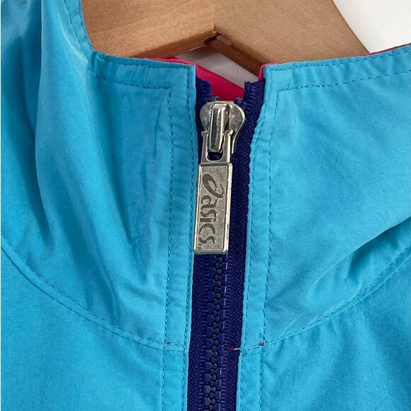 Vintage ASICS Women's Mesh Full Zip Teal Blue Windbreaker Jacket Size Medium 90s - Picture 9 of 10